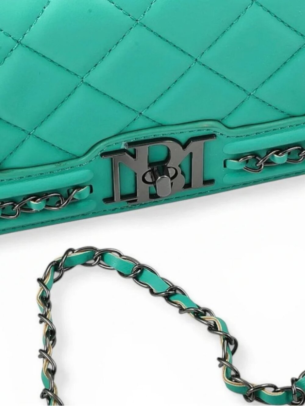 Badgley Mischka Turquoise Quilted Chain Crossbody Bag - Picture 5 of 9